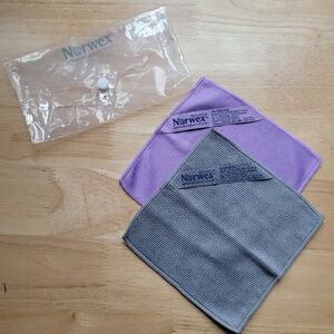 Norwex 2 Pack Travel Window and Enviro cloth Purple Gray NEW mini Baclock